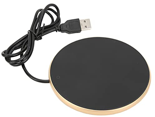 HUSHUI Ljusvärmare Kompakt och Bärbar Värmeunderlägg för Hemmakontorbruk 55 ℃ Smart Konstant Temperatur 9,9 Cm Vattentåligt Glas (Guld)