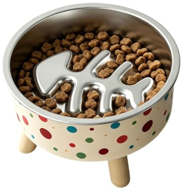 Bol Chien Alimentation Lente, surélevé, Base antidérapante | Mangeoire lente surélevée en acier inoxydable, style tapis à lécher, anti-avalement, base antidérapante, bol amovible