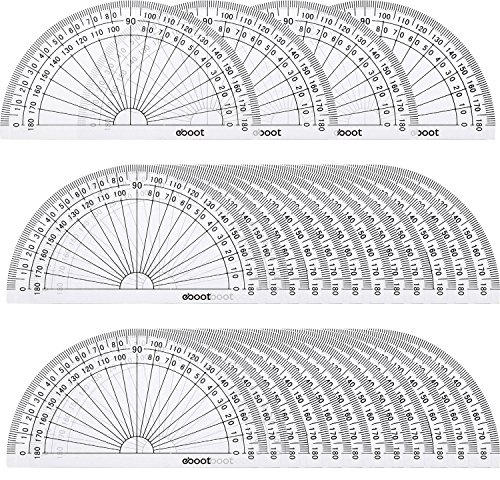 eBoot 28 Pack Clear 180 Degree Plastic Protractors for Angle Measurement, 10 cm