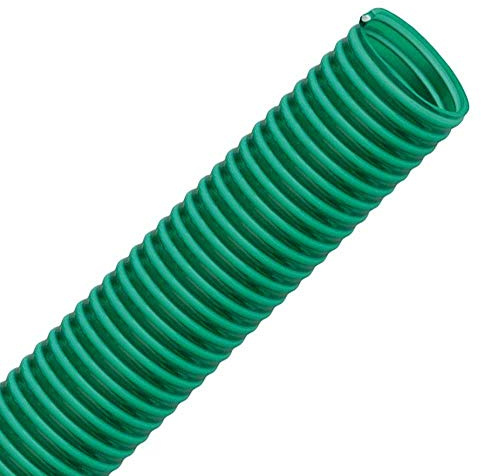 FLEXTUBE GR 45mm Meterware PVC Schlauch, Spiralschlauch, Saugschlauch mit Hart PVC Spirale, grün transparent
