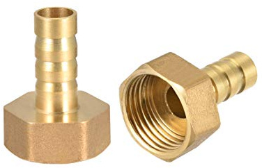 sourcing map Brass Hose Barb Fitting Connector, 10mm Barb G1/2 Female Thread Pipe Adapter, 2Pcs