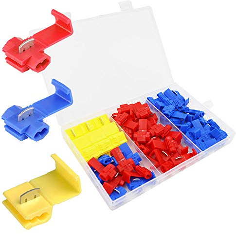 senvenelec 50 Stück Schnellverbinder-Terminal, Schottenschloss, Kabelverbinder, Schnellverbinder – 22 Stück, Rot, 22 Stück, Blau, 6 Stück Gelb
