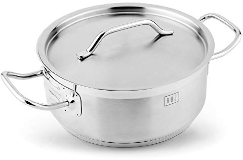 BOJ Cacerola con tapa PREMIUM en Acero Inoxidable máxima calidad 18/10, todo tipo de fuegos (Ø 28 x 8 cms)