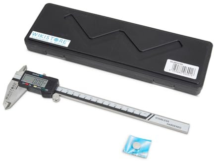 WIKISTORE CALIBRO DIGITALE PROFESSIONALE 200 mm con 4 funzioni, Calibro analogico 20 cm con becchi da 50 mm, Calibro acciaio con display grande lettura 0,01 mm, Attrezzo da lavoro preciso ed accurato