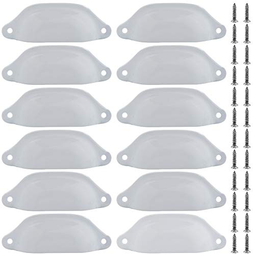 Poignée de tiroir en fer, NALCY Coquille Vintage pour Tiroir Armoire Meuble Cuisine, Fer Incurvé Bouton de Porte de Placard Retro,Poignée de Meubles Bouton en Fer-12PCS-white