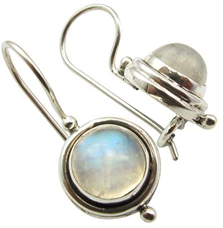 SilverStarJewel muttertag schmuck Regenbogen Mondstein Vintage-Stil Ohrringe 2,3 cm 3,9 Gramm 925 Rein Silber