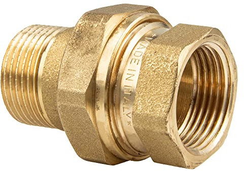 tecuro Messing Verschraubung 1 Zoll IG x AG flachdichtend, inkl. HD-Pressdichtung, Messing CW617N gem. Trinkwasserverordnung 50930-6