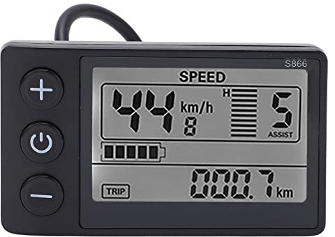 BuyWeek Elektrofahrrad LCD Display, 24V 36V 48V Fahrradcomputer S866 E-Bike LCD Anzeigefeld Elektrofahrrad Tachometer Kilometerzähler mit wasserdichte 5 Pin Stecker
