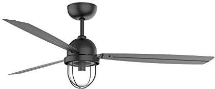FORLIGHT Ventilador de Techo con Luz E27, Motor DC Silencioso, 5 Velocidades, Temporizador Programable, Ideal para Hogar, Color Negro