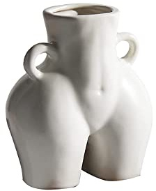 Romehaha Moderne Körpervase, weibliche Form, weiße Keramik-Vasen, Kunst-Akt, Blumenvase für Wohnzimmer, Couchtisch, Kaminsims, Regal-Dekor, Körperskulptur-Akzente, 14 x 12 cm (H x B)