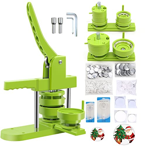MK.Bear Knopfmacher-Maschine, verschiedene Größen, 3,2 cm + 5,7 cm, Set für DIY-Geschenke, Knopfpressmaschine mit 200 Stück 32–58 mm Zubehör und 2 Kreisschneider