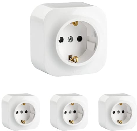 Legrand, Aufputz-Steckdose (1-Fach), 2-polig mit Schutzkontakt und Kinderschutz zur Montage auf der Wand, 782420, 4er Pack