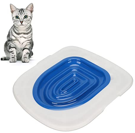 Katzentoiletten-Trainingsset, Kitten-Toiletten-Katzen-Trainingssystem, Katzentopf, Katzentoilette Matte, Kitty Urinalsitz, Katze Beibringen, die Toilette zu Benutzen (Blau)