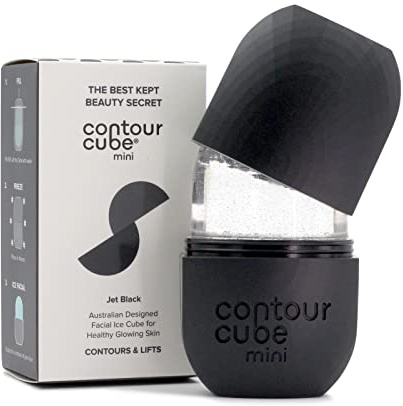 Contour Cube Mini - Revolutionary Ice Roller for Sculpting & De-Puffing - Face Ice Roller & Massager - Ice Mold for Face - Compact Skin Care Tools for Daily Skincare & Travel - Jet Black