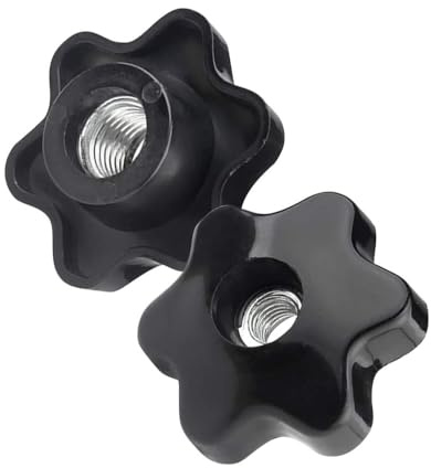 YIYIWANG 2 Stück M12 Sternform Kopf Spannmuttern Innengewinde Durchgangsbohrung Sternkopf Knopfgriff Kopfdurchmesser 58mm Schwarz