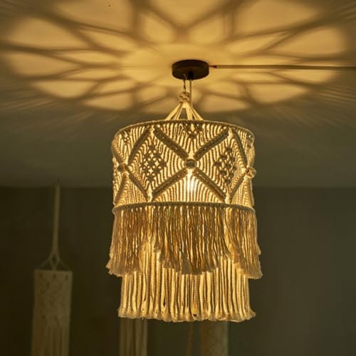 Liseng Lampenschirm Boho Lampe Hand Gemachte Wand Tapisserie Lampenschirm BöHmen Makramee Boho Handcraft Quaste Tapisserie Hintergrund Kopf Teil Wand Behang