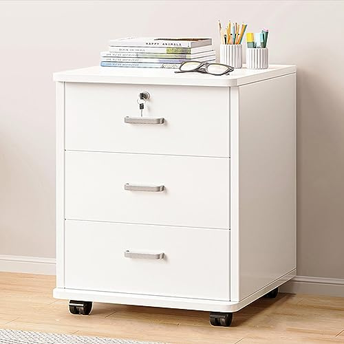 Aktenschrank abschließbar，vertikaler aktenschrank，kommode mit rollen，Verdickte Platte, robust und langlebig, geeignet für die Aufbewahrung verschiedener Büromaterialien, Bastelmaterialien (Color : Wh