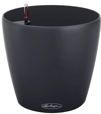 LECHUZA-Pflanzgefäß Classico Color ECO 18 Dungelgrau | Pflanzgefäß mit Bewässerungssystem und Wasserstandsanzeiger|aus 100% recyceltem Kunststoff | Matte Oberfläche | Ø 19 x 17 cm | 18905