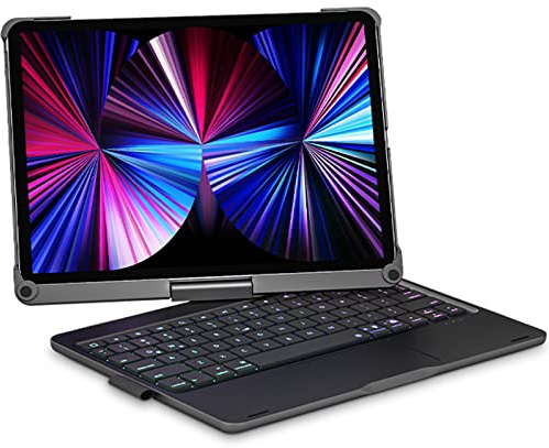 Lecsas 360 - Funda con teclado giratorio para iPad Air de 5ª generación con Smart Trackpad para iPad Pro de 11 pulgadas, 4ª generación de 3ª generación y 1ª generación, iPad Air de 11 pulgadas, 5ª