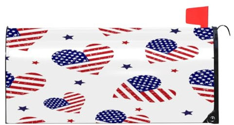 Copertura magnetica per cassetta postale con bandiera americana a forma di cuore, impermeabile, copertura per cassetta delle lettere, giardino, cortile, decorazione per la casa per esterni, di grandi