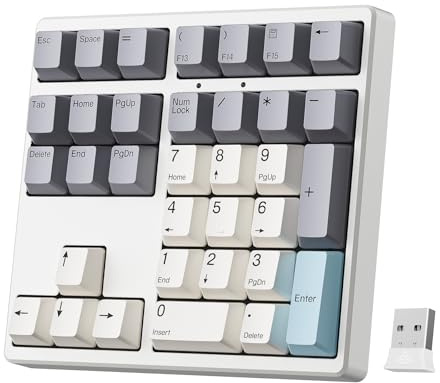 Kisnt KN34GT Wireless Mechanical Number Pad, 34-Key 2.4GHz Rechargeable Numeric Keypad, Hot Swappable Numpad with PBT Keycaps for Laptop, MacBook, PC Desktop, Compact Keyboards