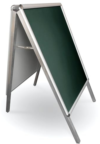 Viscom Kundenstopper STROGET - Werbeaufsteller aus Metall mit Kreidetafel-Oberfläche in Grün - beidseitig nutzbar - Gehwegaufsteller mit Schutzfolie und hoher Standfestigkeit - Infoständer DIN A2