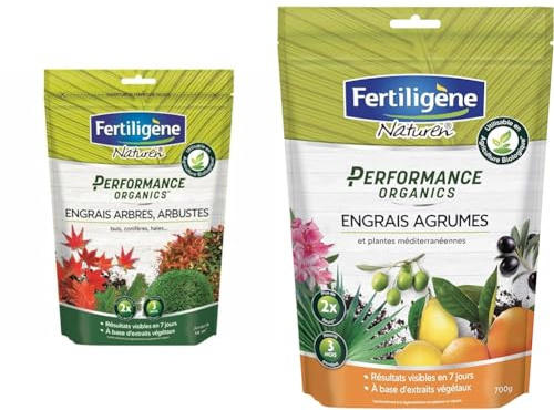 FERTILIGENE NATUREN POEARB7 - Engrais Granulés Performance Organics Arbres, Arbustes, Buis & NATUREN POEAG7 - Engrais Granulés Performance Organics Agrumes, Plantes Méditerranéennes UAB 700 g