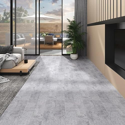 Homgoday Casa Mobilia Bodenleisten nicht selbstklebend PVC 5,26 m² 2 mm grau Zement, Möbel für Haus Innen Außen Wohnzimmer Schlafzimmer
