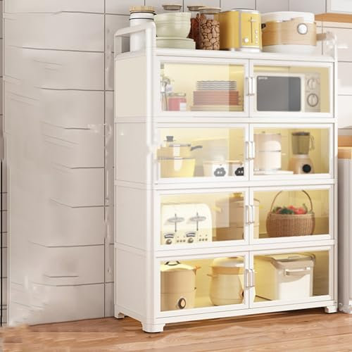 Vorratsschrank Küche 80 cm Breit Sideboard Küche Organizer, Küchenregal Bäckerregal Standregal 5 Ablage Küchen Organizer für Herde, Ausstellung und Lagerung(White,100cm)