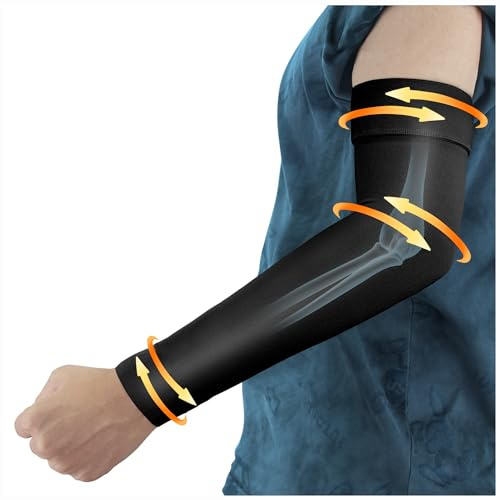 Hiball Manchon de compression médicale pour lymphœdème pour homme et femme, 20-30 mmHg, compression graduée complète du bras avec bande en silicone, longue circulation de pression pour arthrite