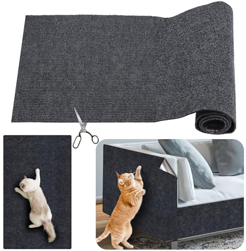 Selbstklebend Kratzmatte Katze 40 x 100 cm, DIY Trimmbar Kratzteppich Katze, rutschfest Kratzbretter Katze, Katzen Kratzmatte für Schützt Teppiche Wand Sofa und Katzenkratzern Vorzubeugen