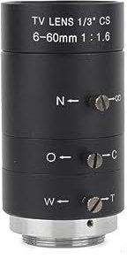 QZCX Mikroskop-Kameraobjektiv F1.6 6–60 mm HD CCTV-Zoomobjektiv, große Sicht, hoher Arbeitsabstand, CS-C-Mount-Objektiv for industrielle Videomikroskop-Kamera,Einstellbare Vergrößerung