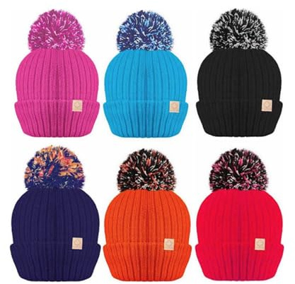 Kids Children's Girls Boys Thermal Plain Black Hat R40 Stretchy Warm Beanie Fully Insulated Hat for Winter Autumn Approx. Size 7 to 15 Years