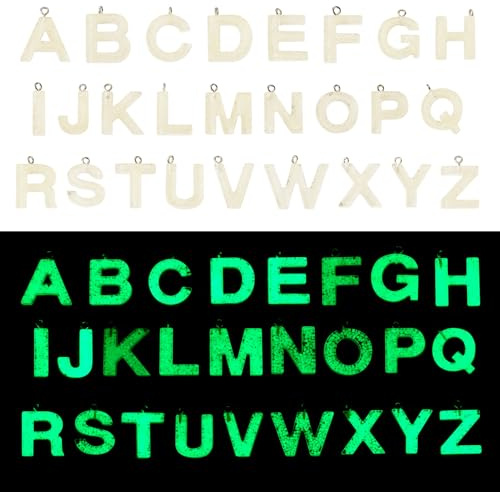 Bestewelry Buchstaben-Anhänger aus Kunstharz, leuchtet im Dunkeln, Initiale A-Z, große leuchtende Großbuchstaben-Charms für Bastelarbeiten, Armbänder, Halsketten, Schlüsselanhänger,