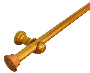 Lister Cartwright 28 mm Eyelet Wooden Curtain Pole Set Fixed Length Poles (Aged Oak Traditional Stopper, 150 cm)