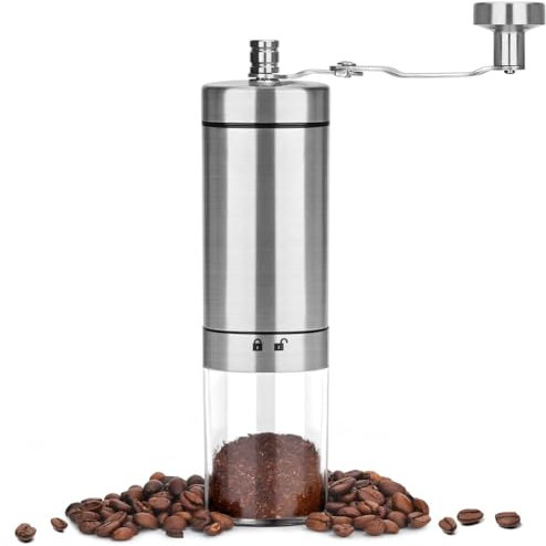 Qusedwey 1 PCS Macinino da caffè Manuale, Macinino da caffè Manuale in Acciaio Inossidabile con Manico Pieghevole, Macinacaffè Regolabile