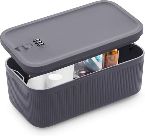 Sightday Abschließbare Aufbewahrungsbox, Medizin-Aufbewahrungsbox, Kühlschrankschloss Box für Küche/Zuhause/Schule/Kühlschrank/persönlich/Reisen/Büro/Handy (grau)