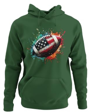 Knut Fashion & Streetwear huvtröja för män, amerikansk fotboll för män, huvtröja med huva, kläder, brands boll, splash design, pullover, kläder, storlekar XS-5XL, Flaskgrön, XL