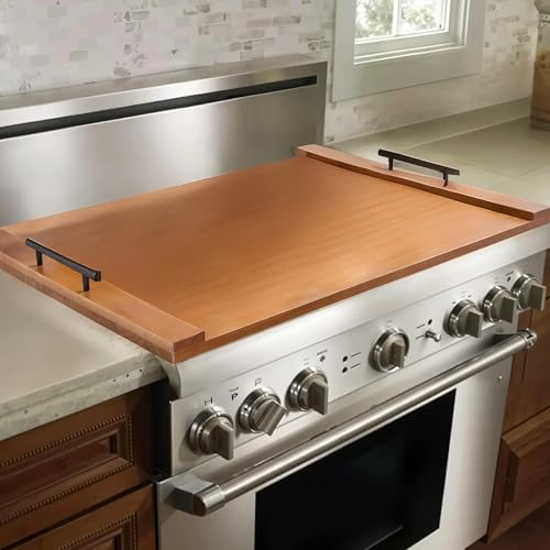 VEVOR Funda para Estufa de Fideos, para Quemadores de Gas y Cocinas Eléctricas, Tabla de Cortar de Madera de Pino con Asas, para RV, Fregadero de Cocina y Bandeja, Color Natural, 76,2 x 55,88 cm