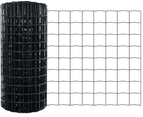 vidaXL Graues PVC-beschichtetes Stahl Gartenzaun Set | UV-beständige Outdoor-Abgrenzung mit 1 Rolle robuster, moderner Gestaltung für Tiergehege und Terrassenbarrieren. Wetterfest und anpassbar.