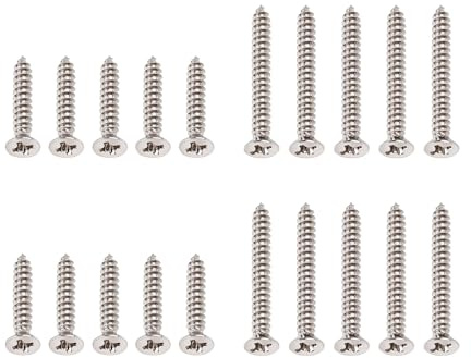 Banworks Imperial Gitarren Humbucker Pickup Rahmen Montageschrauben Set Nickel | Flachkopf-Senkkopf-Tonabnehmerring-Montageschrauben-Set für Gibson Les Paul SG, 10 Stück lang + 10 kurze Schrauben JT/SYQLS