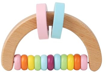 Holzrassel Baby Rassel Holz Babyspielzeug 0-6 Monate Greifball für Babys Holzspielzeug ab 6 Monate - Kleinkinder Shaker Sensorische Gehirnentwicklung Neugeborenes für Jungen Mädchen(10.8 * 6.5cm)