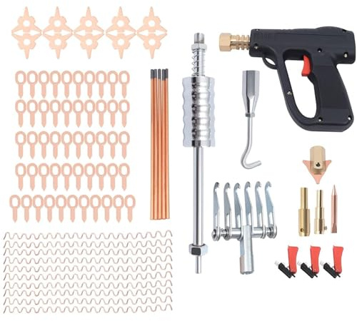 Kit de 86 piezas de extractor de abolladuras para soldador de pernos y herramienta de reparación de paneles de carrocería de automóvil con pistola de martillo de soldadura por puntos y garra cóncava