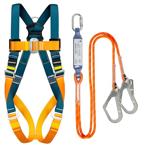 DIJJIG Harnais de sécurité réglable anti-chute à 5 points pour entraînement de sauvetage en cas d'incendie, opération en haute altitude, escalade, multi-usage, certifié CE