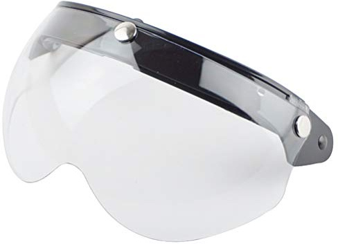 Universal Motorradhelm Visier, 3 Snap Helm Viso mit PC Objektiv, Retro | Helmvisier für Motorrad, Windschutz Sonnenschutz Halbgesichtshelm (Transparent)