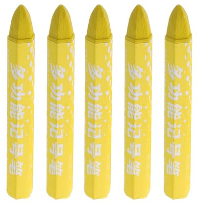 Housoutil Set Da 5 Pennarelli Pastello Gialli Per Marcatura Pneumatici, Penne in Cera Durevoli Per Riparazione Auto, Bici e Moto, Marcatori Facili Da Usare Per Manutenzione Puntuale Degli Pneumatici