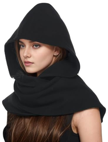 CAMDOM Mittelalterlicher Winter Herbst Schal mit Kapuze Unisex Retro Halstuch Cape Überwurf Winddicht Warmer Kapuzenschal Mütze