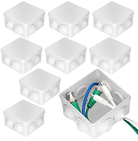 WeeGoo 8 PCS IP55 Waterproof Junction Box, White Plastic Electric Cable Box
