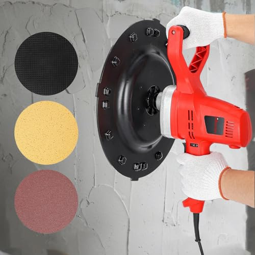 Ponceuse Murale et Plafond Electrique Portative, Truelle à Béton Ciment Mortier avec Vitesse Ajustable 6 Vitesses 40-300 tr/min, Machine à Polir les Murs pour le Lissage du Ciment et Plâtre