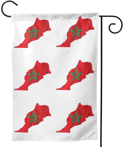 Bandiere stagionali da giardino con mappa della bandiera del Marocco per esterni, resistenti su entrambi i lati, decorazioni per le vacanze